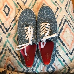 Denim Floral Tennis Shoes, Never Been Worn.